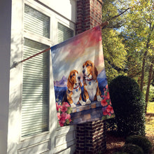 Load image into Gallery viewer, Basset Hound Two Hearts House Flag