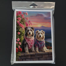 Load image into Gallery viewer, Bearded Collie Two Hearts Greeting Cards - Blank Note Cards – 8-Pack of Artist-Designed Cards with Envelopes