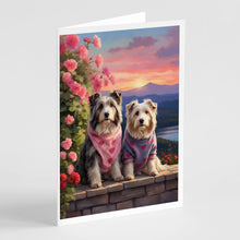 Load image into Gallery viewer, Bearded Collie Two Hearts Greeting Cards - Blank Note Cards – 8-Pack of Artist-Designed Cards with Envelopes