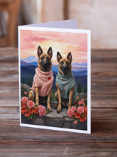 Load image into Gallery viewer, Belgian Malinois Two Hearts Greeting Cards - Blank Note Cards – 8-Pack of Artist-Designed Cards with Envelopes