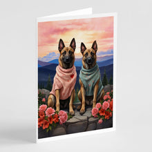 Load image into Gallery viewer, Belgian Malinois Two Hearts Greeting Cards - Blank Note Cards – 8-Pack of Artist-Designed Cards with Envelopes