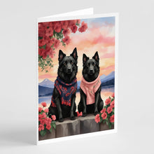 Load image into Gallery viewer, Belgian Sheepdog Two Hearts Greeting Cards - Blank Note Cards – 8-Pack of Artist-Designed Cards with Envelopes