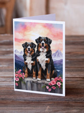Load image into Gallery viewer, Bernese Mountain Dog Two Hearts Greeting Cards - Blank Note Cards – 8-Pack of Artist-Designed Cards with Envelopes