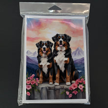 Load image into Gallery viewer, Bernese Mountain Dog Two Hearts Greeting Cards - Blank Note Cards – 8-Pack of Artist-Designed Cards with Envelopes