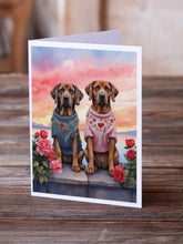 Load image into Gallery viewer, Bloodhound Two Hearts Greeting Cards - Blank Note Cards – 8-Pack of Artist-Designed Cards with Envelopes