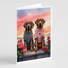 Load image into Gallery viewer, Bloodhound Two Hearts Greeting Cards - Blank Note Cards – 8-Pack of Artist-Designed Cards with Envelopes