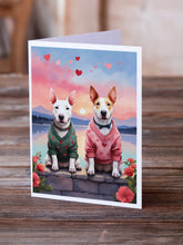 Load image into Gallery viewer, Bull Terrier Two Hearts Greeting Cards - Blank Note Cards – 8-Pack of Artist-Designed Cards with Envelopes