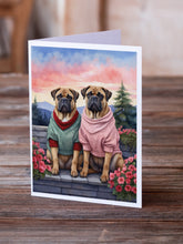 Load image into Gallery viewer, Bullmastiff Two Hearts Greeting Cards - Blank Note Cards – 8-Pack of Artist-Designed Cards with Envelopes
