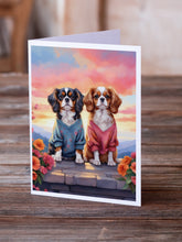 Load image into Gallery viewer, Cavalier Spaniel Two Hearts Greeting Cards - Blank Note Cards – 8-Pack of Artist-Designed Cards with Envelopes