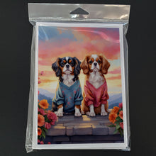 Load image into Gallery viewer, Cavalier Spaniel Two Hearts Greeting Cards - Blank Note Cards – 8-Pack of Artist-Designed Cards with Envelopes