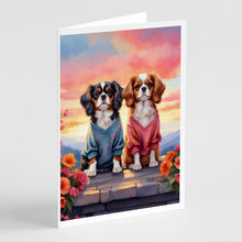Load image into Gallery viewer, Cavalier Spaniel Two Hearts Greeting Cards - Blank Note Cards – 8-Pack of Artist-Designed Cards with Envelopes