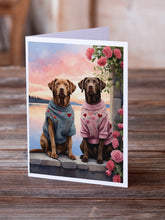 Load image into Gallery viewer, Chesapeake Bay Retriever Two Hearts Greeting Cards - Blank Note Cards – 8-Pack of Artist-Designed Cards with Envelopes