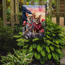 Load image into Gallery viewer, Chihuahua Two Hearts Garden Flag –  Romantic Dog Pair with Sunset &amp; Mountain Background