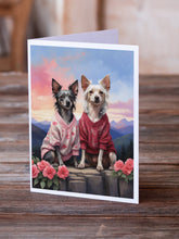 Load image into Gallery viewer, Chinese Crested Two Hearts Greeting Cards - Blank Note Cards – 8-Pack of Artist-Designed Cards with Envelopes