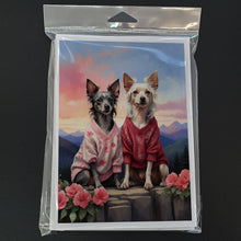 Load image into Gallery viewer, Chinese Crested Two Hearts Greeting Cards - Blank Note Cards – 8-Pack of Artist-Designed Cards with Envelopes