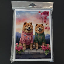 Load image into Gallery viewer, Chow Chow Two Hearts Greeting Cards - Blank Note Cards – 8-Pack of Artist-Designed Cards with Envelopes