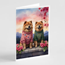 Load image into Gallery viewer, Chow Chow Two Hearts Greeting Cards - Blank Note Cards – 8-Pack of Artist-Designed Cards with Envelopes