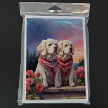 Load image into Gallery viewer, Clumber Spaniel Two Hearts Greeting Cards - Blank Note Cards – 8-Pack of Artist-Designed Cards with Envelopes