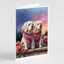 Load image into Gallery viewer, Clumber Spaniel Two Hearts Greeting Cards - Blank Note Cards – 8-Pack of Artist-Designed Cards with Envelopes