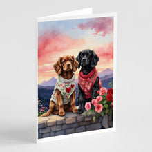 Load image into Gallery viewer, Cocker Spaniel Two Hearts Greeting Cards - Blank Note Cards – 8-Pack of Artist-Designed Cards with Envelopes