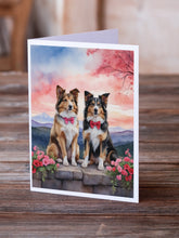 Load image into Gallery viewer, Collie Two Hearts Greeting Cards - Blank Note Cards – 8-Pack of Artist-Designed Cards with Envelopes