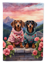Load image into Gallery viewer, Dachshund Two Hearts House Flag