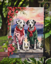 Load image into Gallery viewer, Dalmatian Two Hearts Garden Flag –  Romantic Dog Pair with Sunset &amp; Mountain Background