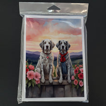 Load image into Gallery viewer, English Setter Two Hearts Greeting Cards - Blank Note Cards – 8-Pack of Artist-Designed Cards with Envelopes