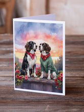 Load image into Gallery viewer, English Springer Spaniel Two Hearts Greeting Cards - Blank Note Cards – 8-Pack of Artist-Designed Cards with Envelopes
