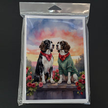 Load image into Gallery viewer, English Springer Spaniel Two Hearts Greeting Cards - Blank Note Cards – 8-Pack of Artist-Designed Cards with Envelopes