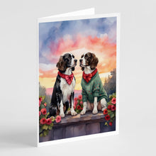Load image into Gallery viewer, English Springer Spaniel Two Hearts Greeting Cards - Blank Note Cards – 8-Pack of Artist-Designed Cards with Envelopes