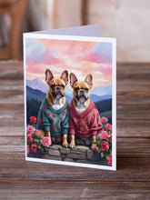 Load image into Gallery viewer, French Bulldog Two Hearts Greeting Cards - Blank Note Cards – 8-Pack of Artist-Designed Cards with Envelopes