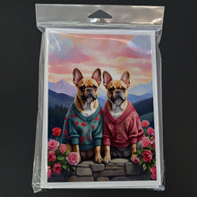 Load image into Gallery viewer, French Bulldog Two Hearts Greeting Cards - Blank Note Cards – 8-Pack of Artist-Designed Cards with Envelopes
