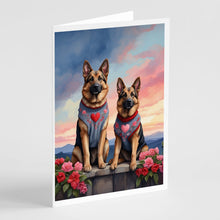 Load image into Gallery viewer, German Shepherd Two Hearts Greeting Cards - Blank Note Cards – 8-Pack of Artist-Designed Cards with Envelopes