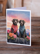 Load image into Gallery viewer, German Wirehaired Pointer Two Hearts Greeting Cards - Blank Note Cards – 8-Pack of Artist-Designed Cards with Envelopes