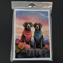 Load image into Gallery viewer, German Wirehaired Pointer Two Hearts Greeting Cards - Blank Note Cards – 8-Pack of Artist-Designed Cards with Envelopes