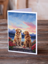 Load image into Gallery viewer, Golden Retriever Two Hearts Greeting Cards - Blank Note Cards – 8-Pack of Artist-Designed Cards with Envelopes