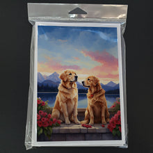 Load image into Gallery viewer, Golden Retriever Two Hearts Greeting Cards - Blank Note Cards – 8-Pack of Artist-Designed Cards with Envelopes