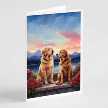 Load image into Gallery viewer, Golden Retriever Two Hearts Greeting Cards - Blank Note Cards – 8-Pack of Artist-Designed Cards with Envelopes