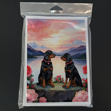 Load image into Gallery viewer, Gordon Setter Two Hearts Greeting Cards - Blank Note Cards – 8-Pack of Artist-Designed Cards with Envelopes