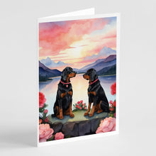 Load image into Gallery viewer, Gordon Setter Two Hearts Greeting Cards - Blank Note Cards – 8-Pack of Artist-Designed Cards with Envelopes
