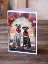 Load image into Gallery viewer, Great Dane Two Hearts Greeting Cards - Blank Note Cards – 8-Pack of Artist-Designed Cards with Envelopes