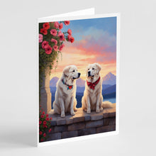 Load image into Gallery viewer, Great Pyrenees Two Hearts Greeting Cards - Blank Note Cards – 8-Pack of Artist-Designed Cards with Envelopes