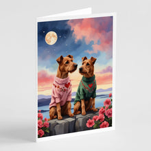 Load image into Gallery viewer, Irish Terrier Two Hearts Greeting Cards - Blank Note Cards – 8-Pack of Artist-Designed Cards with Envelopes