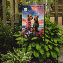 Load image into Gallery viewer, Irish Terrier Two Hearts Garden Flag –  Romantic Dog Pair with Sunset &amp; Mountain Background