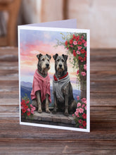 Load image into Gallery viewer, Irish Wolfhound Two Hearts Greeting Cards - Blank Note Cards – 8-Pack of Artist-Designed Cards with Envelopes