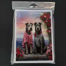 Load image into Gallery viewer, Irish Wolfhound Two Hearts Greeting Cards - Blank Note Cards – 8-Pack of Artist-Designed Cards with Envelopes