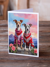 Load image into Gallery viewer, Italian Greyhound Two Hearts Greeting Cards - Blank Note Cards – 8-Pack of Artist-Designed Cards with Envelopes