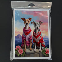 Load image into Gallery viewer, Italian Greyhound Two Hearts Greeting Cards - Blank Note Cards – 8-Pack of Artist-Designed Cards with Envelopes