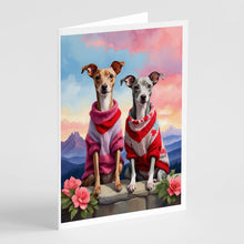 Load image into Gallery viewer, Italian Greyhound Two Hearts Greeting Cards - Blank Note Cards – 8-Pack of Artist-Designed Cards with Envelopes